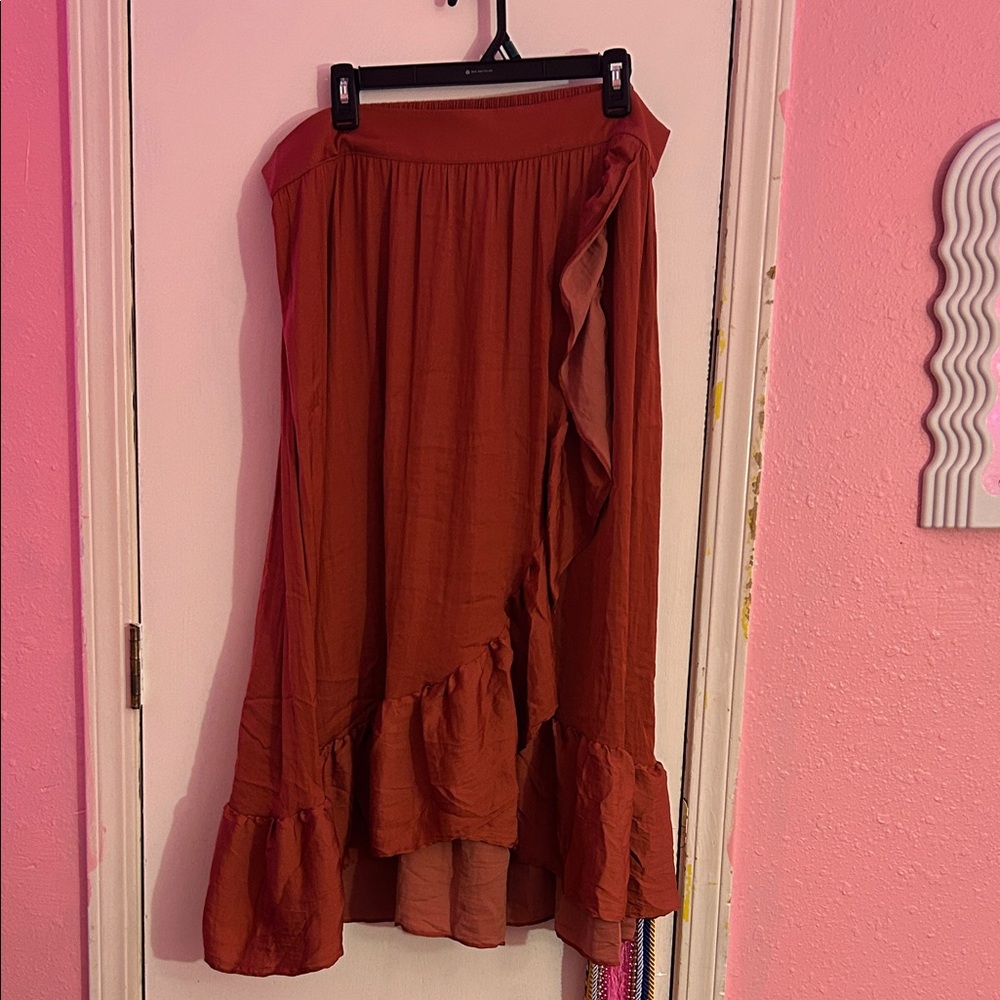 Elegant Rust Ruffle Skirt